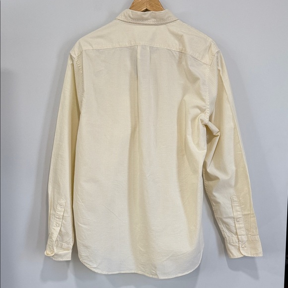J. Crew Men's Yellow White Strpes Cotton Oxford Classic Long Sleeve Shirt Size L - Picture 4 of 9